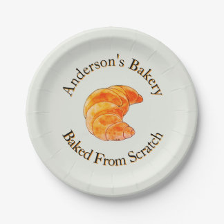 Plato De Papel Panadería de Croissants Personalizados Horneados d