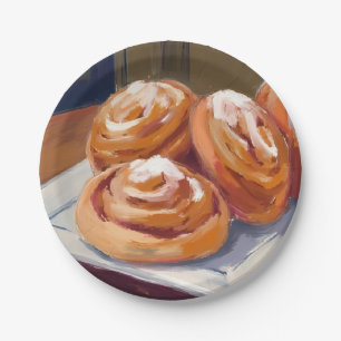Plato De Papel Panadería de rollos de canela Pintura