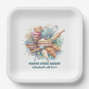 Plato De Papel Panadería Pastelería Chef Postre Dulces Torta Pana