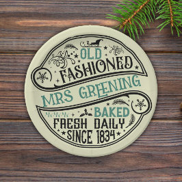 Plato De Papel Panadería Santa Cookie para Navidades de la vieja 