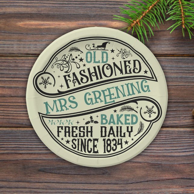 Plato De Papel Panadería Santa Cookie para Navidades de la vieja  (Subido por el creador)