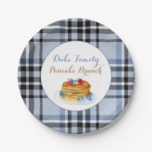 Plato De Papel Pancake Brunch Plaid