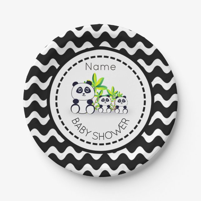 Plato De Papel Panda Baby Shower Paper Plate (Anverso)