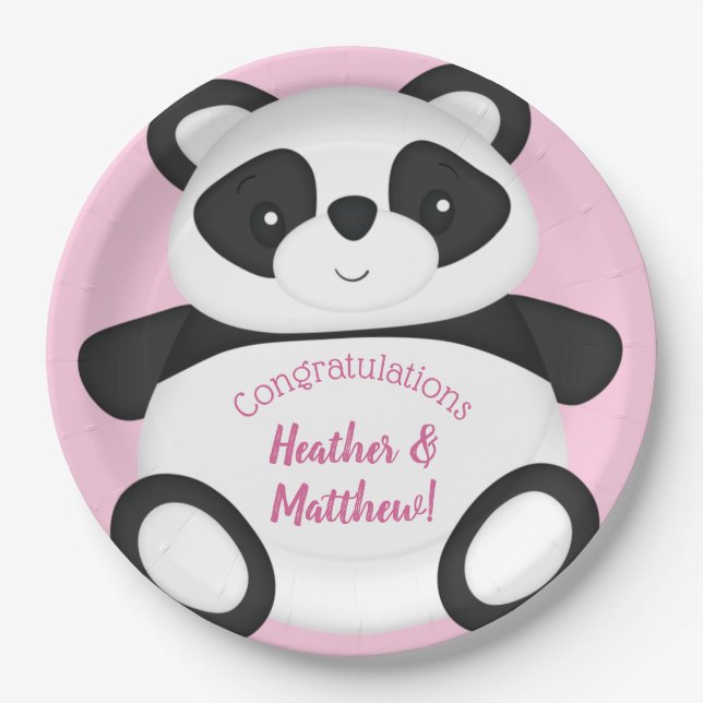 Plato De Papel Panda Bear Baby Shower (Anverso)
