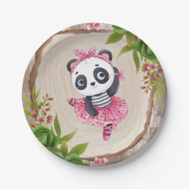 Plato De Papel Panda Bear Pink Tutu Chica Baby Shower