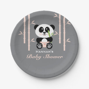 Plato De Papel Panda de bambú rosada Baby Shower