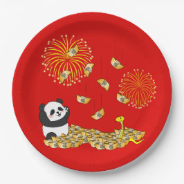 Plato De Papel Panda del Año Nuevo Chino de la Serpiente 2025