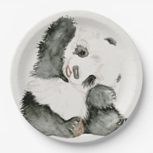 Plato De Papel Panda del bebé el lindo y peludo