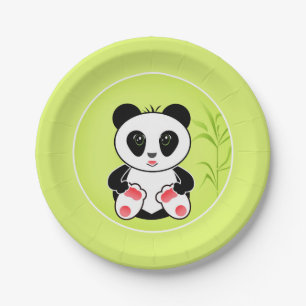 Plato De Papel Panda, dibujo animado, niños