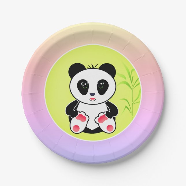 Plato De Papel Panda, personalizado, niños (Anverso)