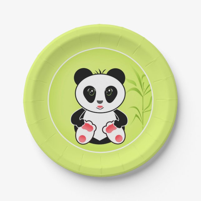 Plato De Papel Panda, personalizado, niños (Anverso)