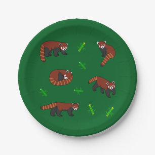 Plato De Papel Panda rojo