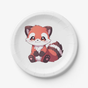 Plato De Papel panda rojo lindo
