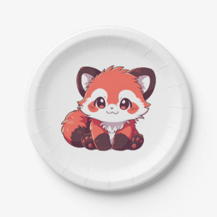 Plato De Papel panda rojo lindo