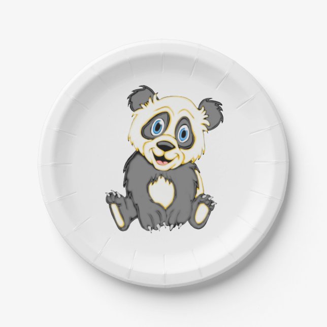 Plato De Papel Panda sonriente (Anverso)