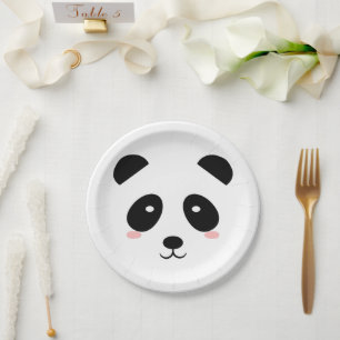 Plato De Papel Panda suave negro y blanco simple moderno