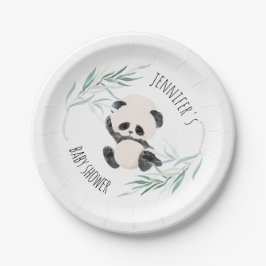 Plato De Papel Panda Unisex Género Neutral Baby Shower acuarela