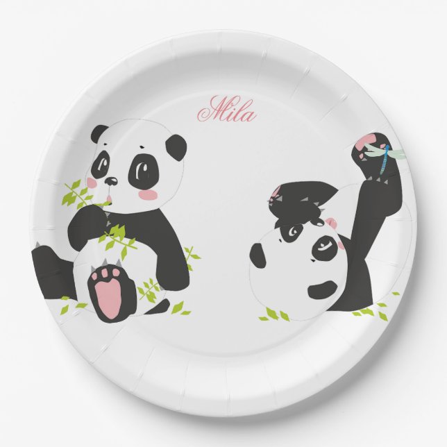 Plato De Papel Pandas cutáneos (Anverso)