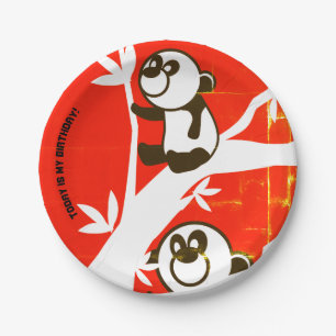 Plato De Papel Pandas de cumpleaños