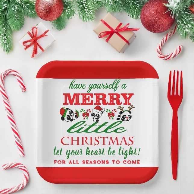 Plato De Papel Pandas Navidades personalizados (Subido por el creador)