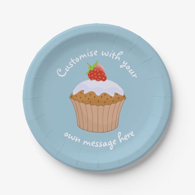 Plato De Papel Panecillo de Fresa Custom Cute (Anverso)