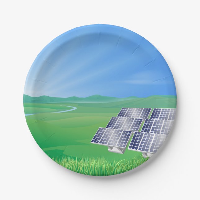 Plato De Papel Panel Solar Ecológico Paisaje (Anverso)