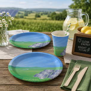 Plato De Papel Panel Solar Ecológico Paisaje