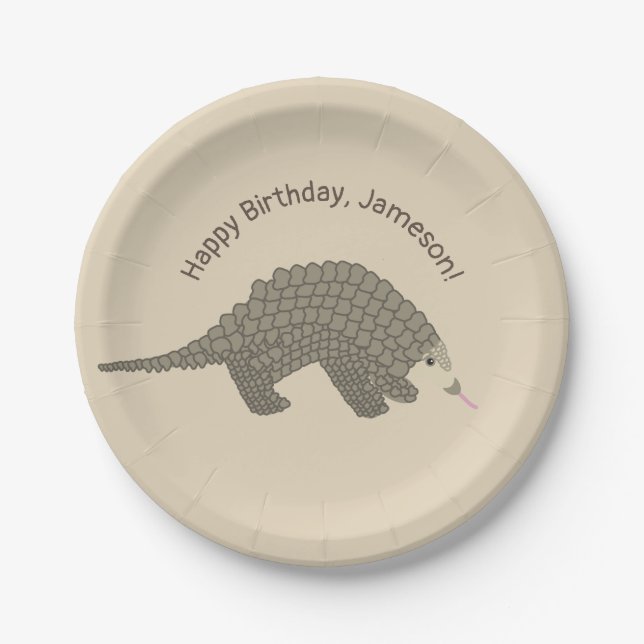Plato De Papel Pangolins Placas de papel de cumpleaños (Anverso)