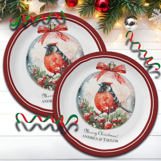 Plato De Papel Panorama de invierno Red Mockingbird (Subido por el creador)