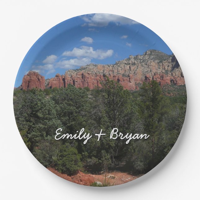 Plato De Papel Panorama de rocas rojas en Sedona Arizona (Anverso)