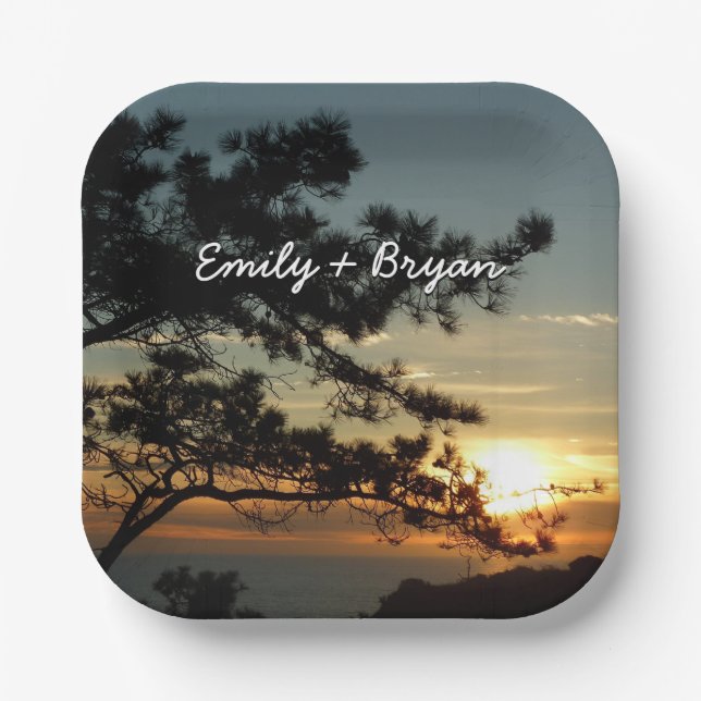 Plato De Papel Panorama de Torrey Pine Sunset (Anverso)