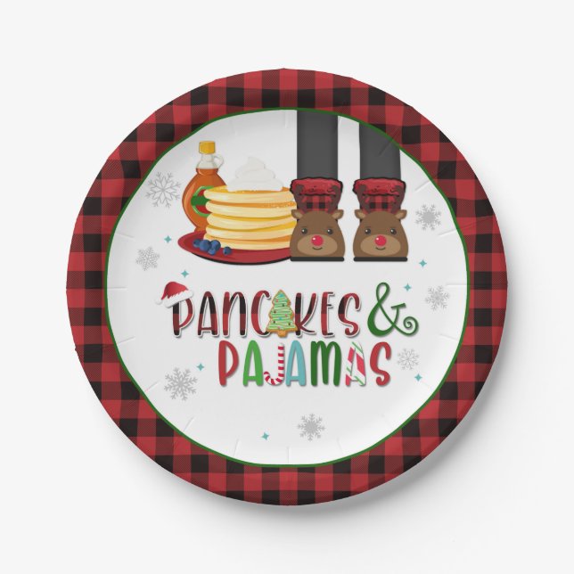 Plato De Papel Panqueques y Navidades de pijama Fiesta - W (Anverso)