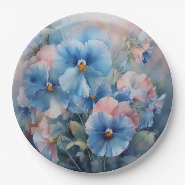 Plato De Papel Pansies (Anverso)