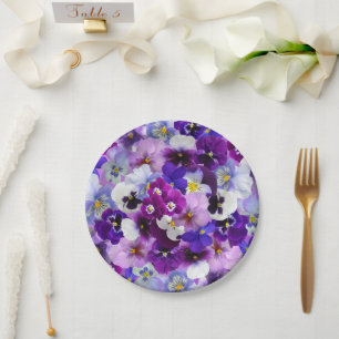 Plato De Papel Pansies Gloriosos,