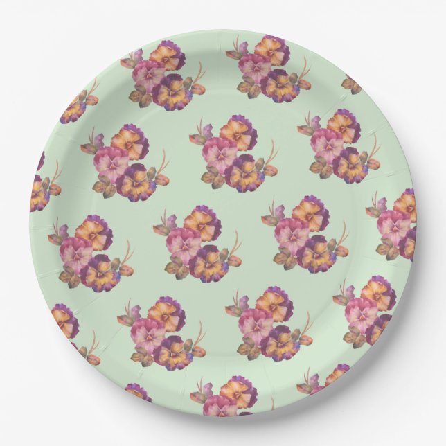 Plato De Papel Pansy Floral Paper Plates | Wedding & High Tea Tab (Anverso)