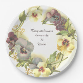 Plato De Papel Pansy Flowers personalizado