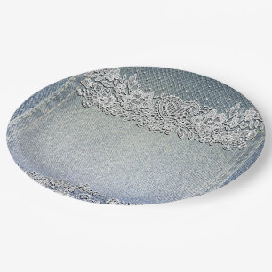 Plato De Papel Pantalón de mezclilla azul y ducha nupcial de enca