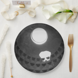 Plato De Papel Panteón Cráneo Ligero Roma Italia Negro y Blanco
