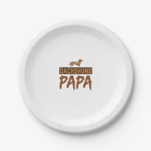 Plato De Papel Papa Dachshund Grabado Vintage Diseño Papá Perro_1