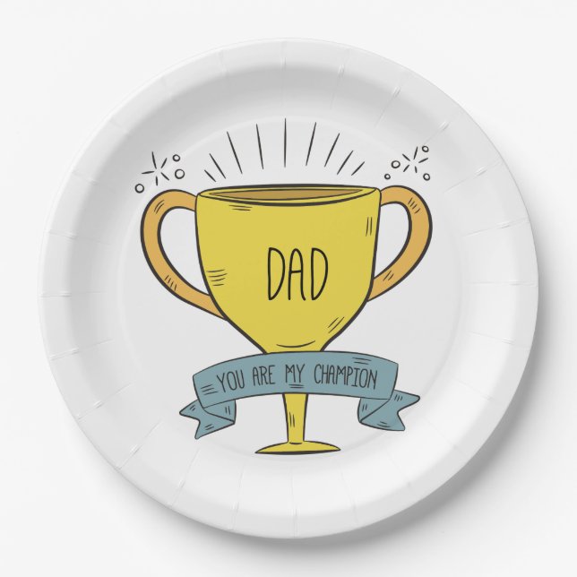Plato De Papel Papá, el día de mi padre campeón | Placa de papel (Anverso)