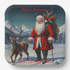 Plato De Papel Papá festivo Papá Noel