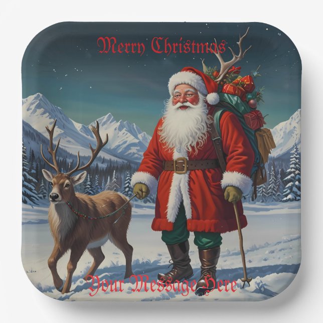 Plato De Papel Papá festivo Papá Noel (Anverso)