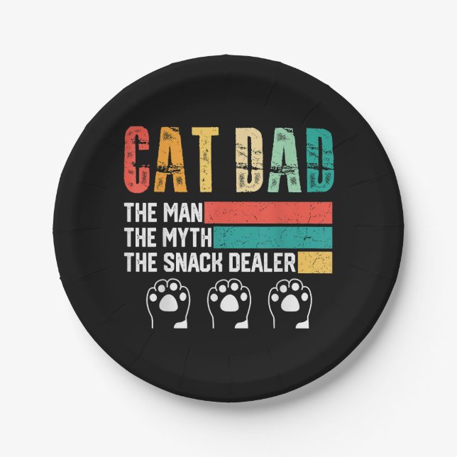 Plato De Papel Papá gato del Día del Padre (Anverso)