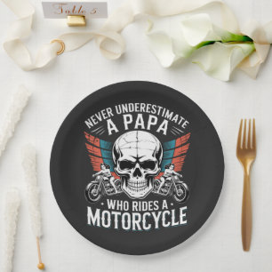 Plato De Papel Papa Motero Que Monta En Motocicleta