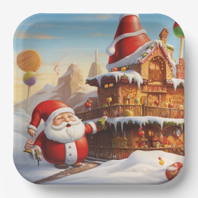 Plato De Papel Papá Noel caprichoso 4 (Anverso)