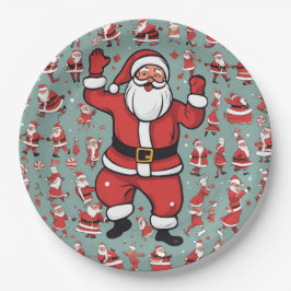 Plato De Papel Papá Noel Elfos