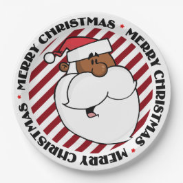 Plato De Papel Papá Noel negro