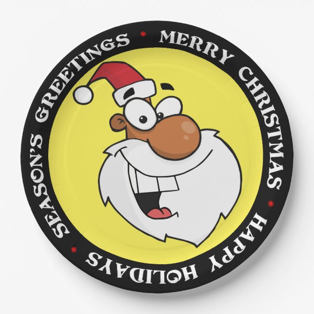 Plato De Papel Papá Noel negro está haciendo su lista traviesa (Anverso)