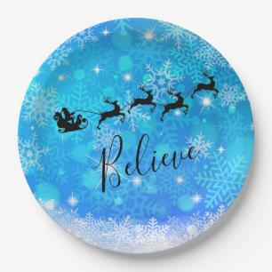 Plato De Papel Papá Noel y su reno volador - Créanlo