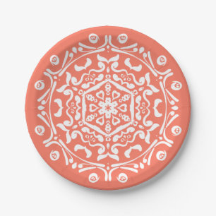 Plato De Papel Papaya Mandala